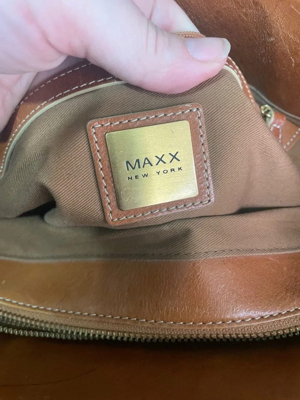 Maxx New York: cognac brown leather satchel